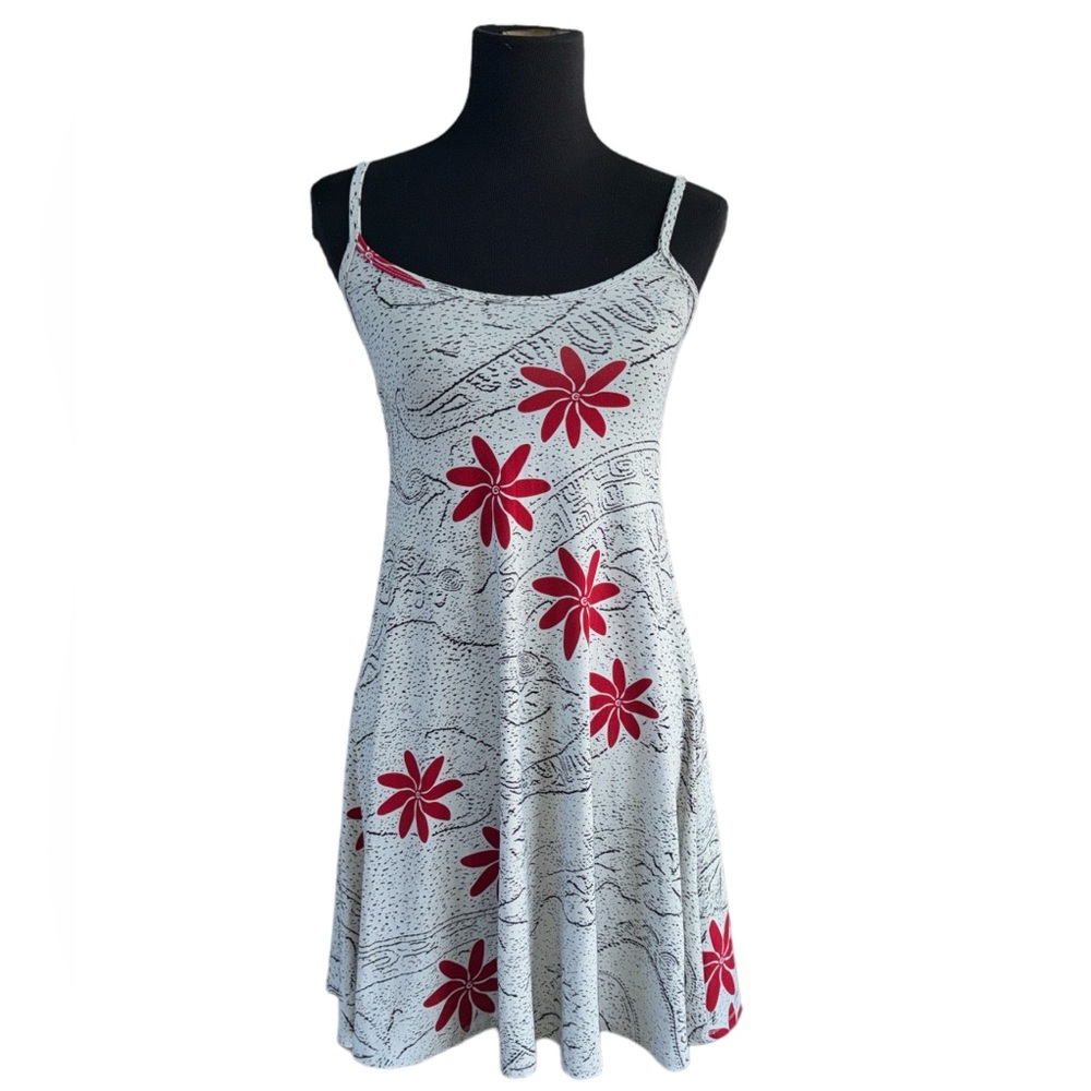LWahine Toa Designs Grey/Red Hawaiian Print Sleeveless Dress Size XS